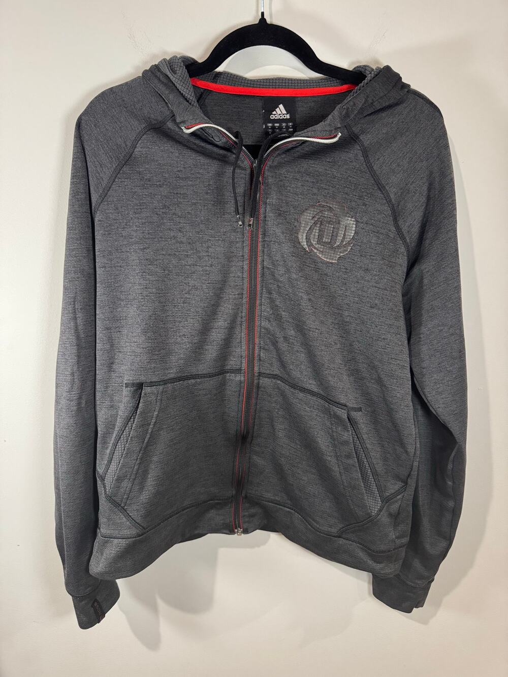 Adidas Men’s Derrick Rose XTECH Full-Zip Hoodie Gray Size M –Athletic Sweatshirt
